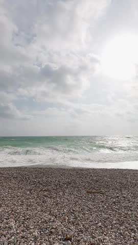 Scenic ocean waves after stormy weather