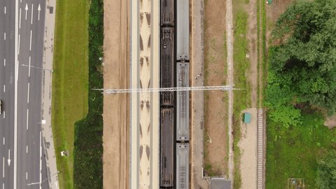 Aerial View of Railway Station in Autumn