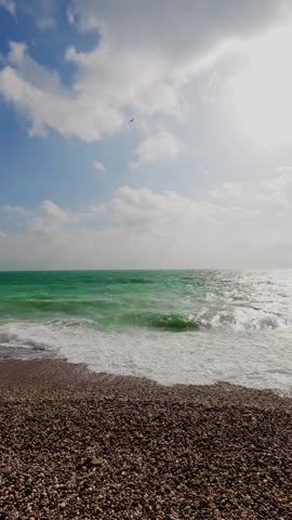 Scenic ocean waves after stormy weather