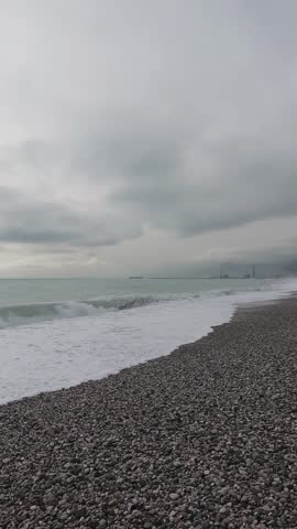 Scenic ocean waves after stormy weather