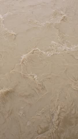 Flooded river caused by extreme spring rain