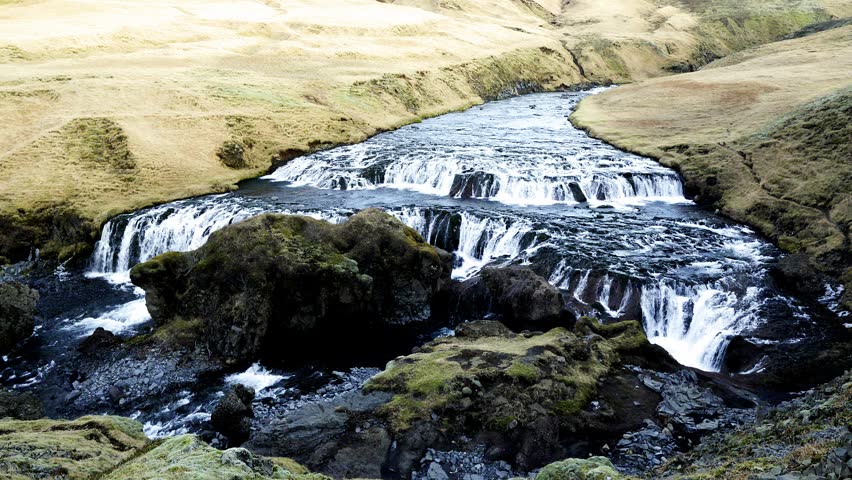 Hestavaðsfoss, a waterfall upstream of Skogafoss in south Iceland  