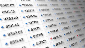 Financial stock market data table showing rising and falling indicators, numbers, and arrows on a digital trading dashboard representing market trends and analytics. Financial investment concept - Powered by Shutterstock - Get 15% off with code: PIKWIZARD15