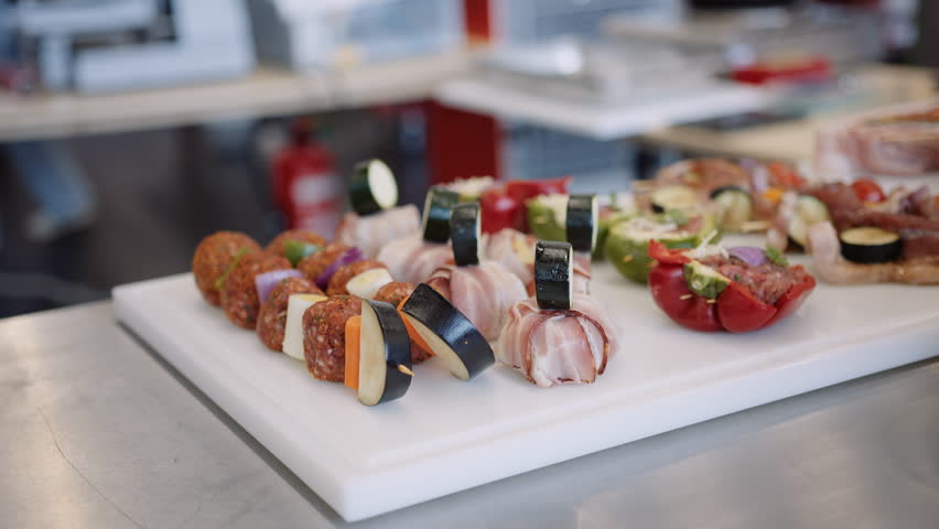 Beautifully prepared meat products garnished with vegetables