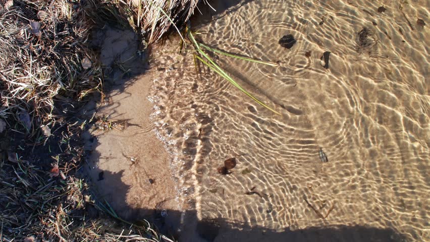 shallow waters along the lake shore, ripples with sunlight patterns