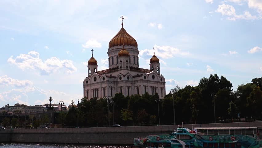 the beautiful building of the Cathedral of Christ the Savior in Moscow, Russia