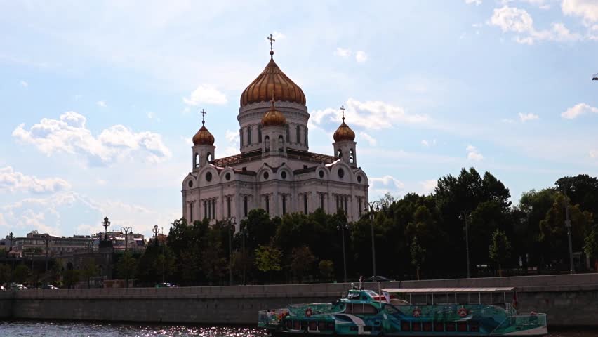 the beautiful building of the Cathedral of Christ the Savior in Moscow, Russia