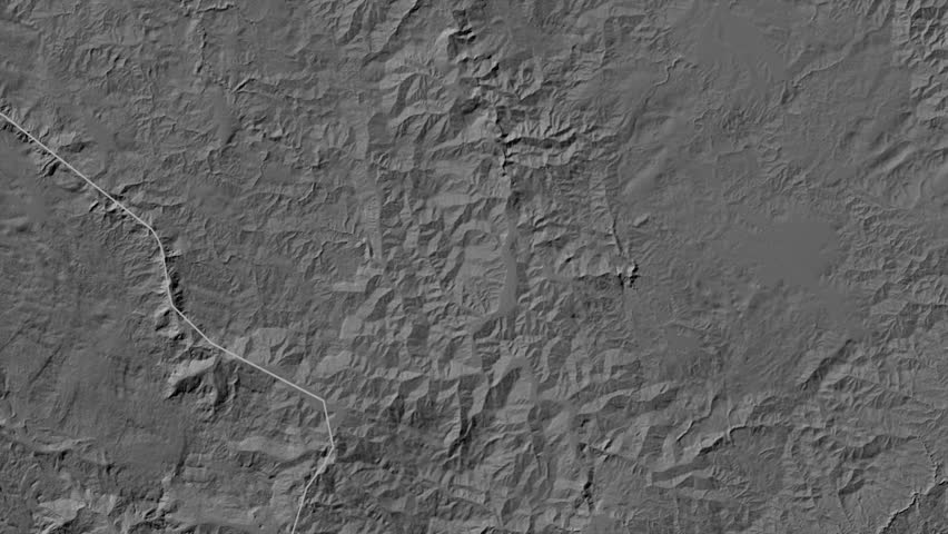 Bijelo Polje Municipality, Montenegro, extruded. Grayscale map