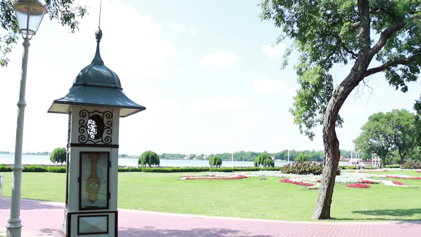 Static Shot of the Traditional Wooden Pavilion in Palic Park
