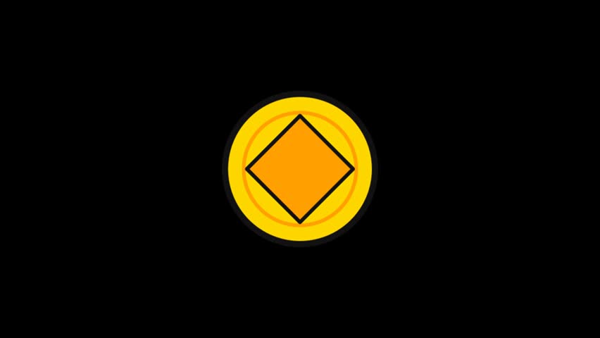 Minimalist Yellow Coin Icon Animated Loop Against Black Background
