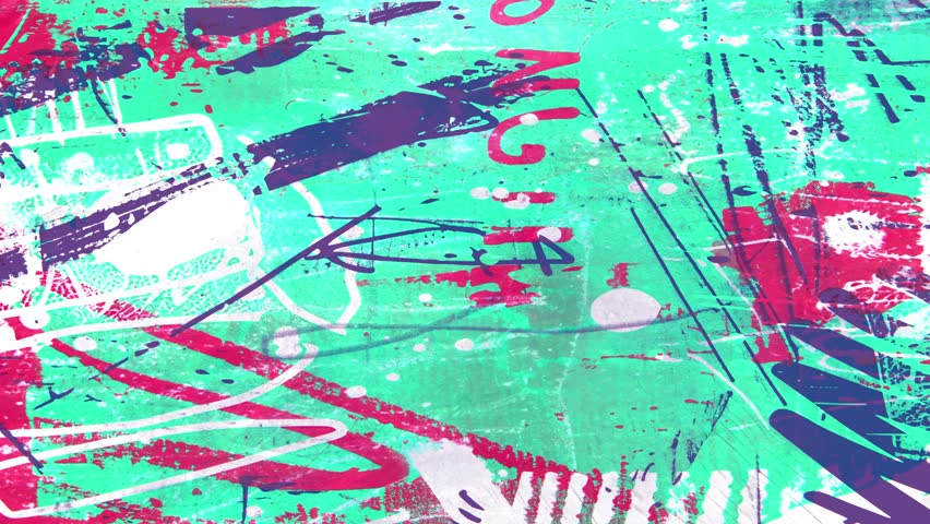 Abstract teal graffiti collage with magenta paint marks, white scribble lines, distressed paper texture and rough urban street art energy, vibrant mixed media grunge background with scratched layers, messy poster aesthetics and bold expressive color contrast