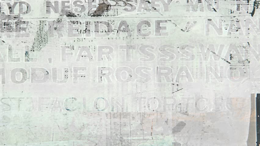 Abstract white and gray newspaper collage texture with distressed typography, layered paper print and worn grunge editorial background