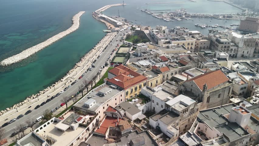 Aerial panoramic view of Bari, Italy on the Adriatic Sea coast