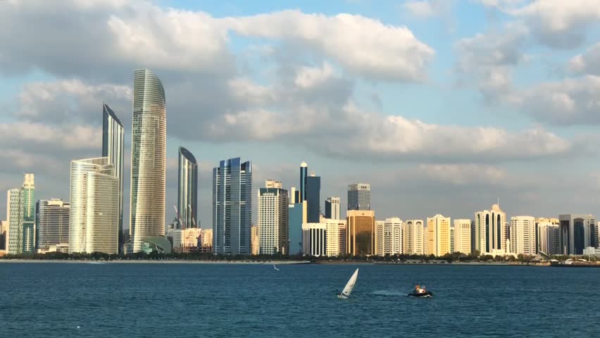 Abu-Dhabi city sunset skyline view