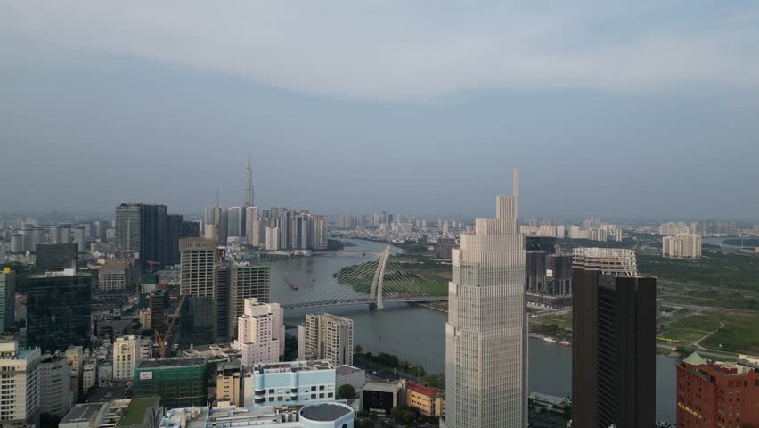 High angle panoramic view of Ho Chi Minh City