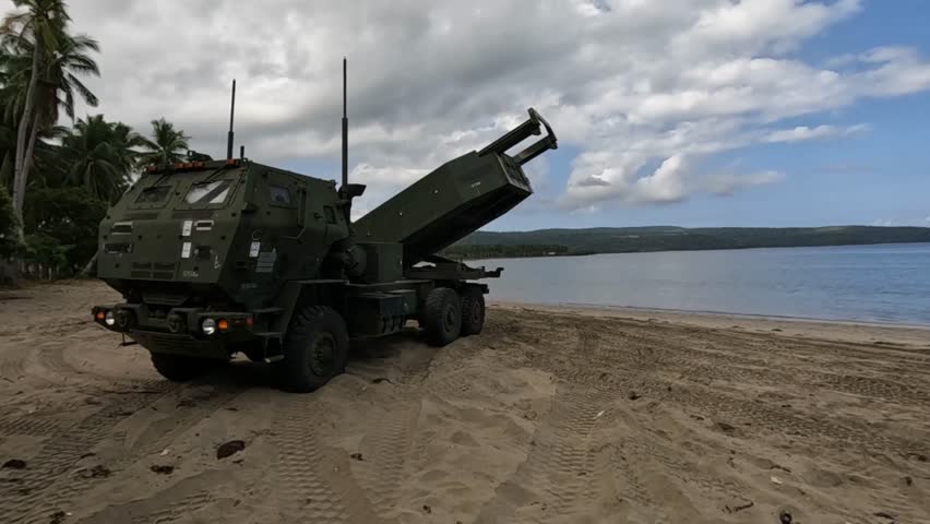 U.S. Army soldiers fired the M142 High Mobility Artillery Rocket System on the coast of the Philippines.