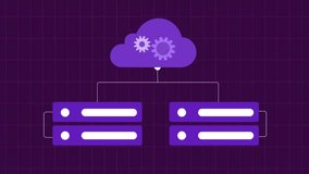 Cloud computing infrastructure with animated server connections concept for digital data management. - Powered by Shutterstock - Get 15% off with code: PIKWIZARD15