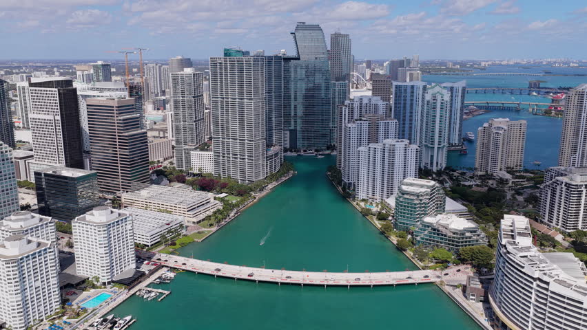 Miami cityscape with residential towers. Miami downtown skyline.