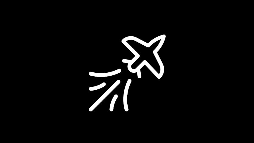 A minimalist, hand-drawn white outline of an airplane is centered against a stark black background, symbolizing travel and aviation