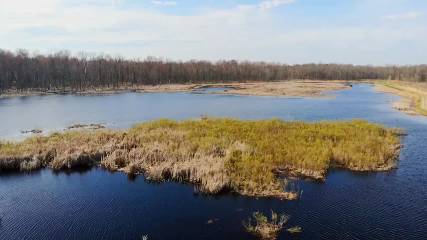 Aerial View of State Park in Green Bay Wisconsin - Lake and Ponds