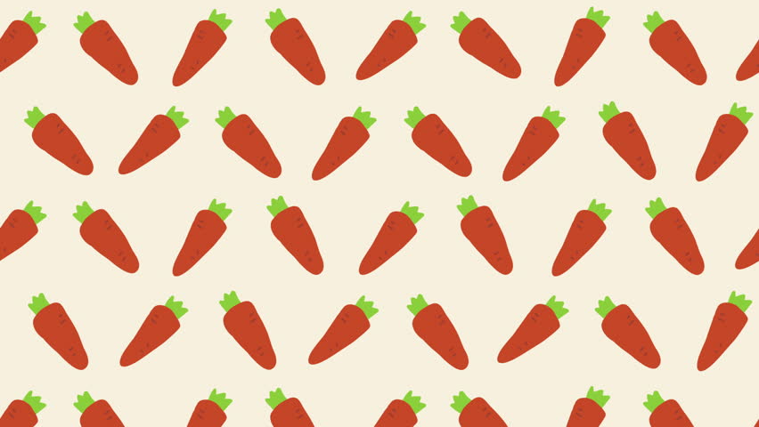 Cute Cartoon Carrots Seamless Repeating Pattern loop animation. motion background.