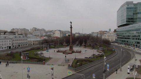 Drone Circling over Moscow Boulevard