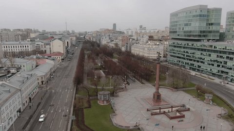 Drone Flying over Moscow Boulevard