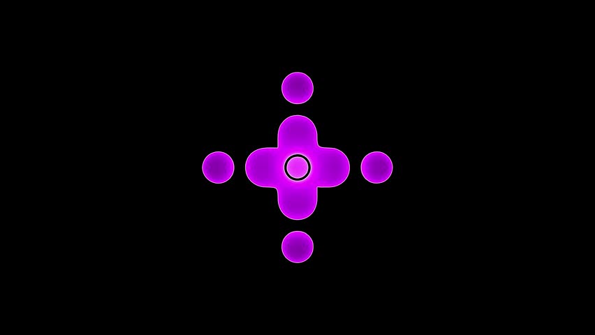 Glowing Abstract Digital Control icon pink color saber animation on black background
