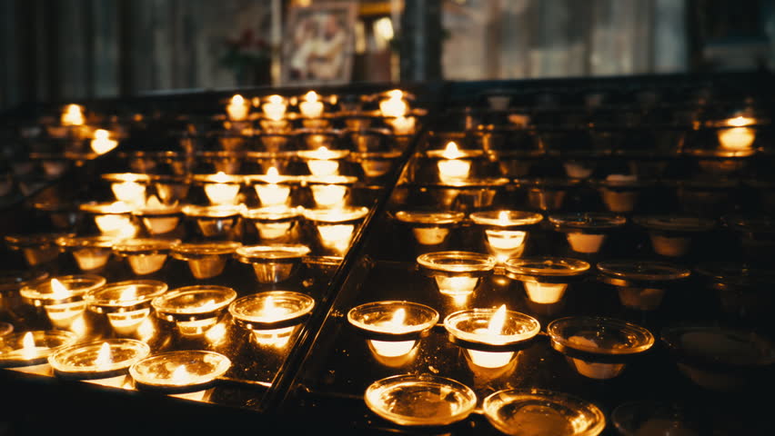 Light Of The Holy Prayer Burning In The Church 
