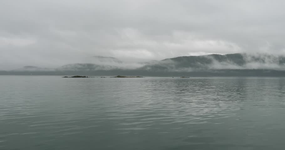 Foggy and rainy day in Alaska.Cold weather.