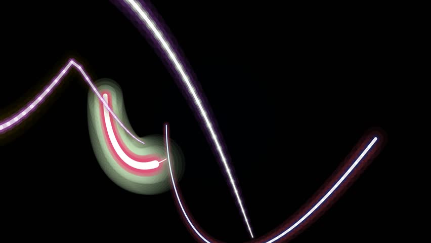 A series of colorful light trails on a dark background