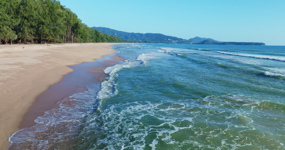 Beautiful sea summer landscape, Waves sea water surface High quality video Bird