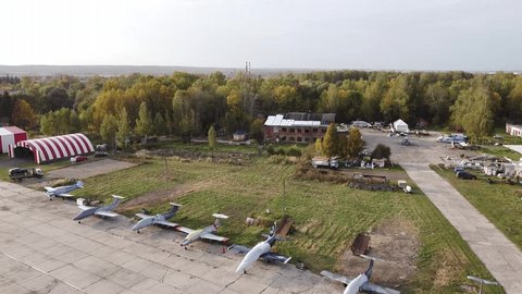 Aerial View of Oreshkovo Airfield in Autumn