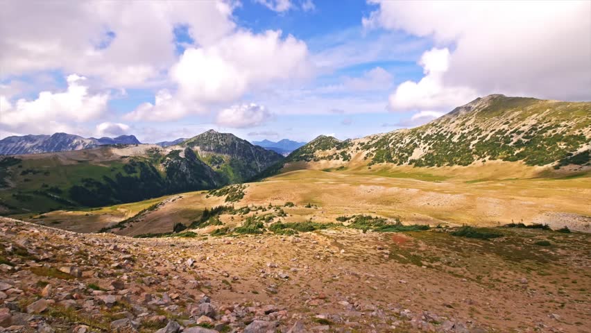 Footage captures the stunning, rugged landscape of Berkeley Park Trail, a moderately-strenuous hike in the Sunrise area of Mount Rainier National Park, Washington