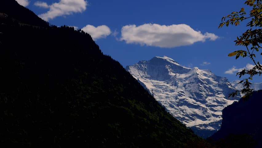 the swiss jungfrau mountain from far 4k video