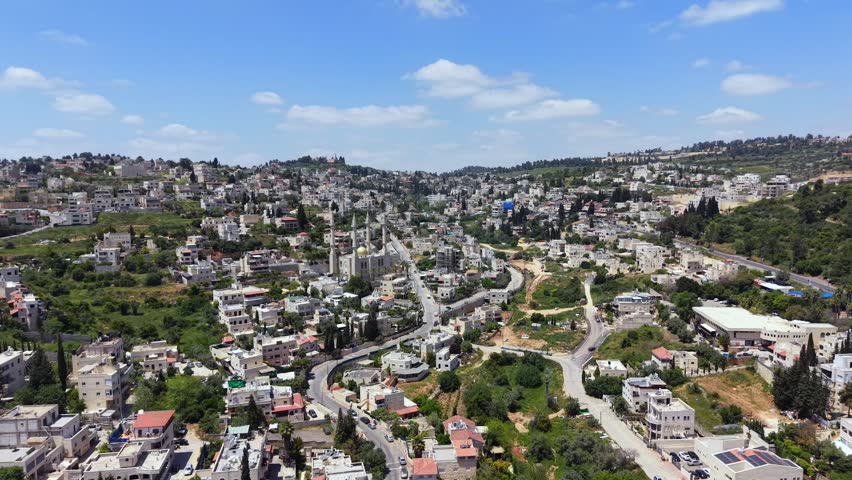 Aerial View of Abu Ghosh Village, Israel and Judean Hills 