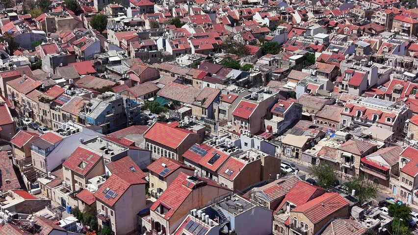 Jerusalem Red rooftops of Mahane Yehuda, Aerial view