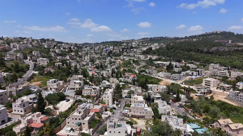 Aerial View of Abu Ghosh Village, Israel and Judean Hills 