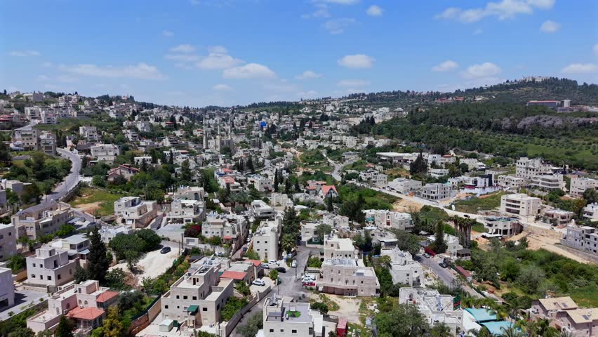 Aerial View of Abu Ghosh Village, Israel and Judean Hills 