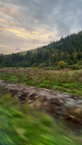 Scenic mountain landscape along a road
