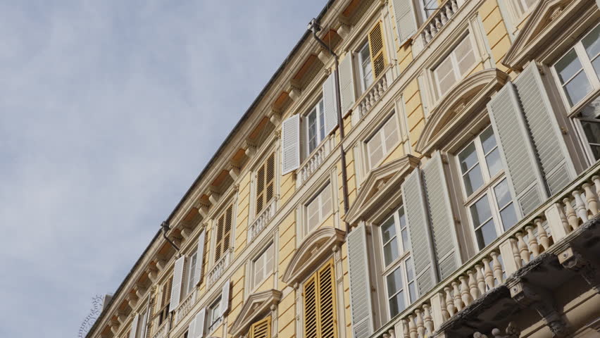 Historical building facade in Genoa, Italy, evokes classic architecture