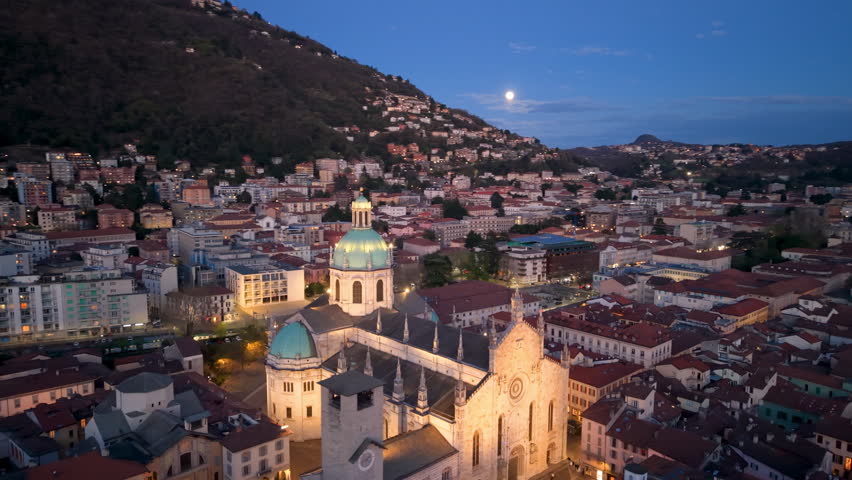 Aerial view of the Cattedrale Santa Maria, Como. Italy