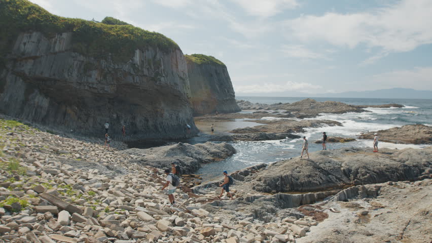 Cape Stolbchaty on the west shore of Kunashir Island, Kuril Islands, in Sakhalin Oblast, Russia