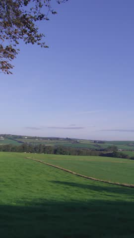 Bright blue sky over the fields in the countryside
