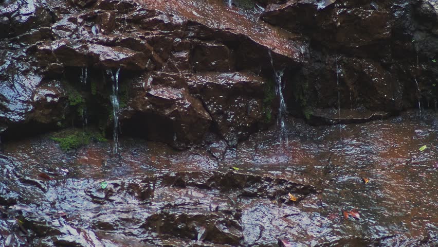 Water Cascading Through Jagged Rocks Natural Loop  