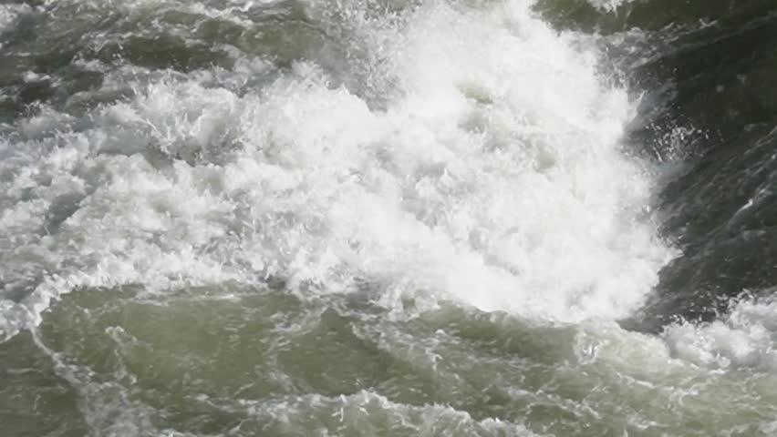 heavy flood rapid flow  in river rapid
