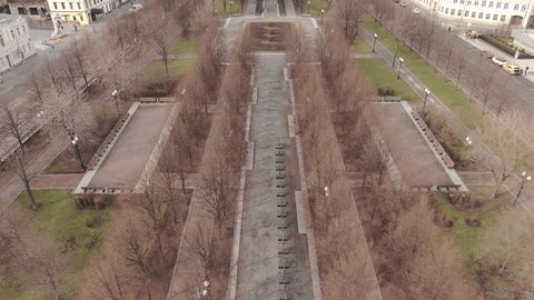 Aerial Drone View of Moscow City Boulevard