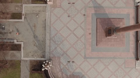 Aerial Sideways View of Monument Square in Moscow