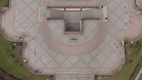 Aerial Drone View of Moscow City Square with Buildings
