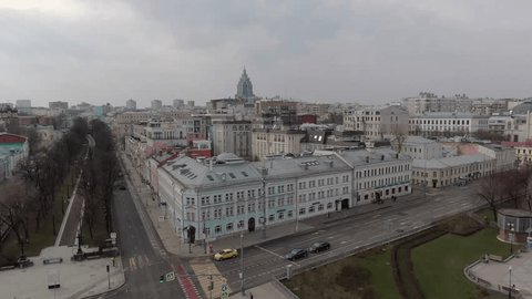 Aerial View of Moscow Urban Crossroads from Above